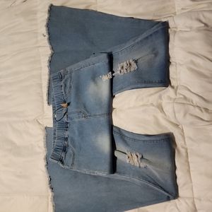 Aaron and amber stretchy pull on flare jeans